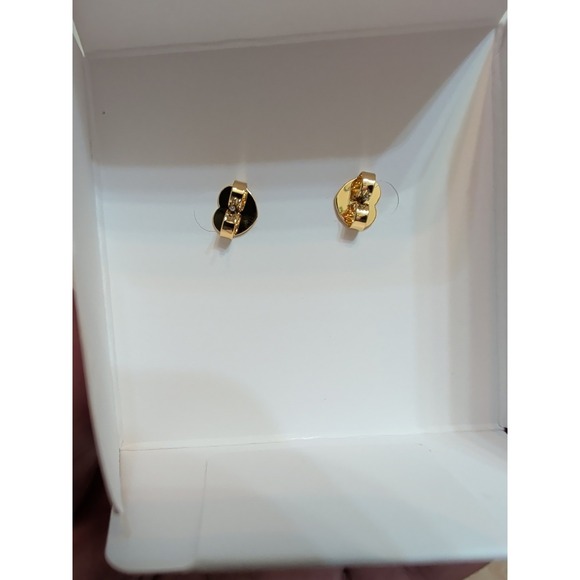 NIB Kate Spade Gold Tone Legacy Logo Clover Shamrock Pierced Earrings - Picture 3 of 7